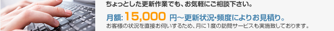 月額:15,000 円～更新状況・頻度によりお見積り。